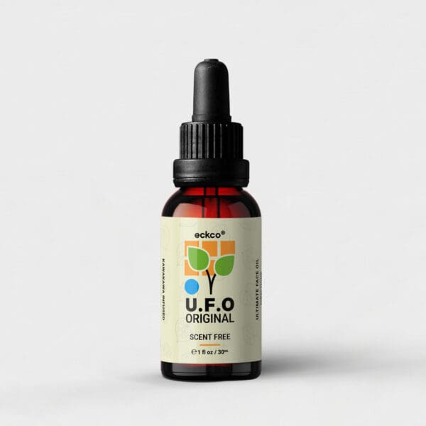 Eckco U.F.O Original Face Oil, 30ml glass dropper bottle. Scent free and kawakawa infused.