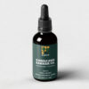 A dark brown glass dropper bottle of eckco brand Kawakawa Barrier Oil. The dark green label features a stylized tree logo and the text 'KAWAKAWA BARRIER OIL with Mānuka + Calendula'. Below a horizontal line, it says 'TRIPLE INFUSED NATURAL BOTANICAL AROMA' and 'e 3.38 fl oz / 100ML' at the bottom. The bottle is set against a plain light grey background